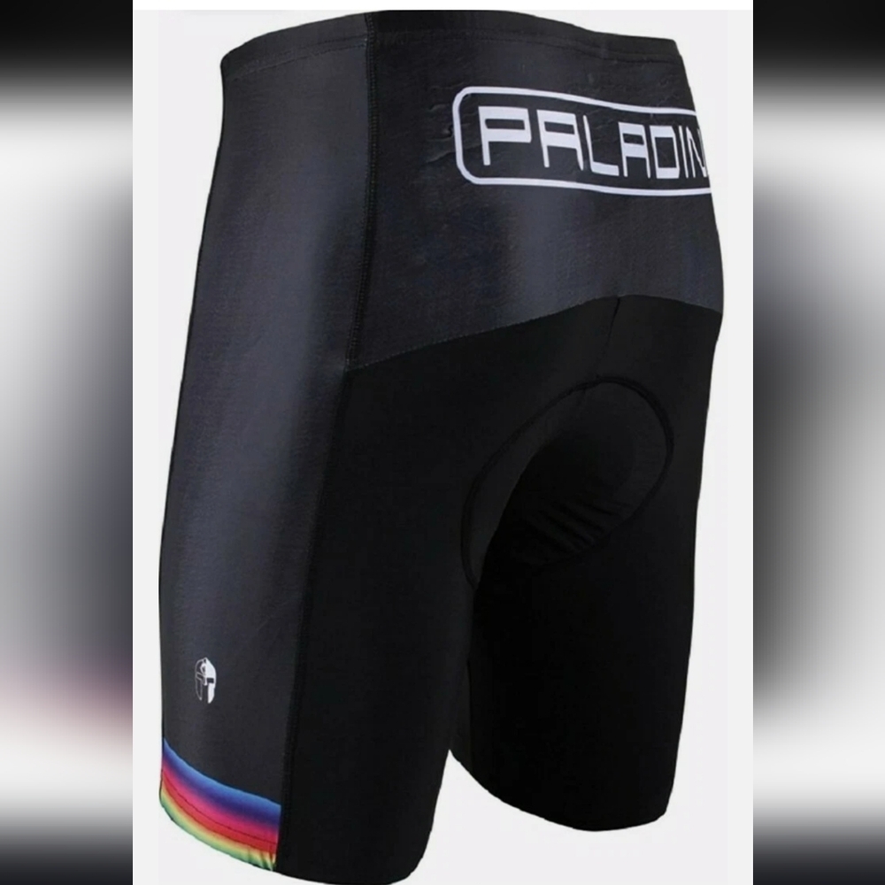 Paladin Men's Black Cycling Shorts with Rainbow Trim Bike Shorts